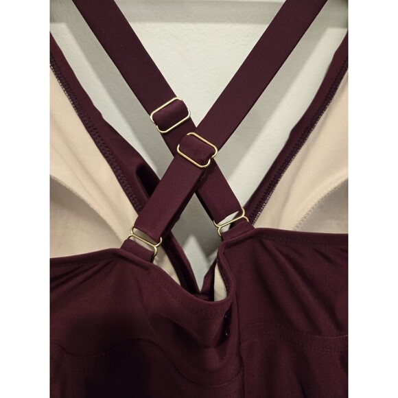 Kona Sol Purple Ruffle One Piece Swim Suit 18W Plus - Picture 3 of 13